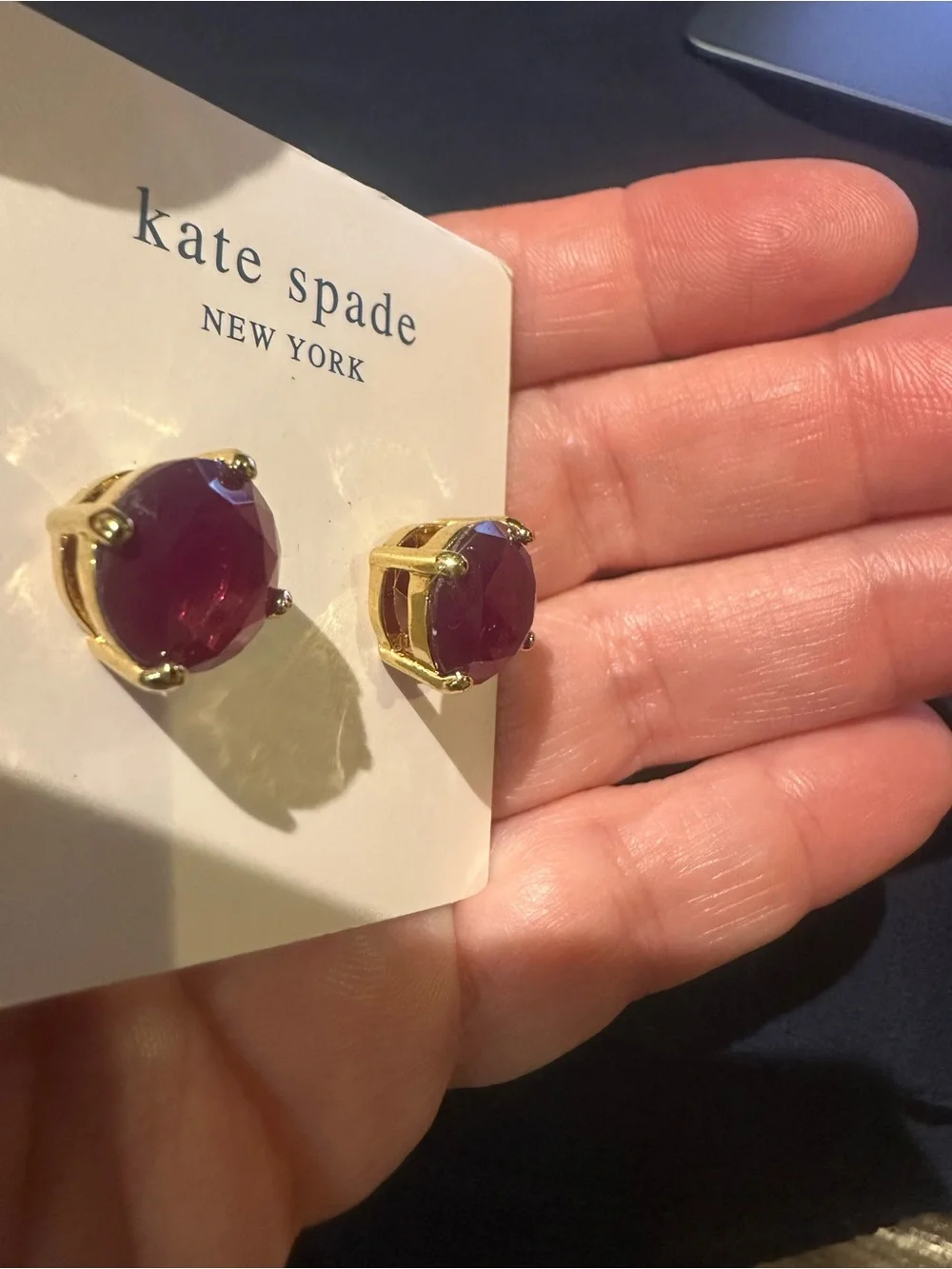 kate spade Purple Faceted Round Gold-Tone Gumdrop Stud Earrings